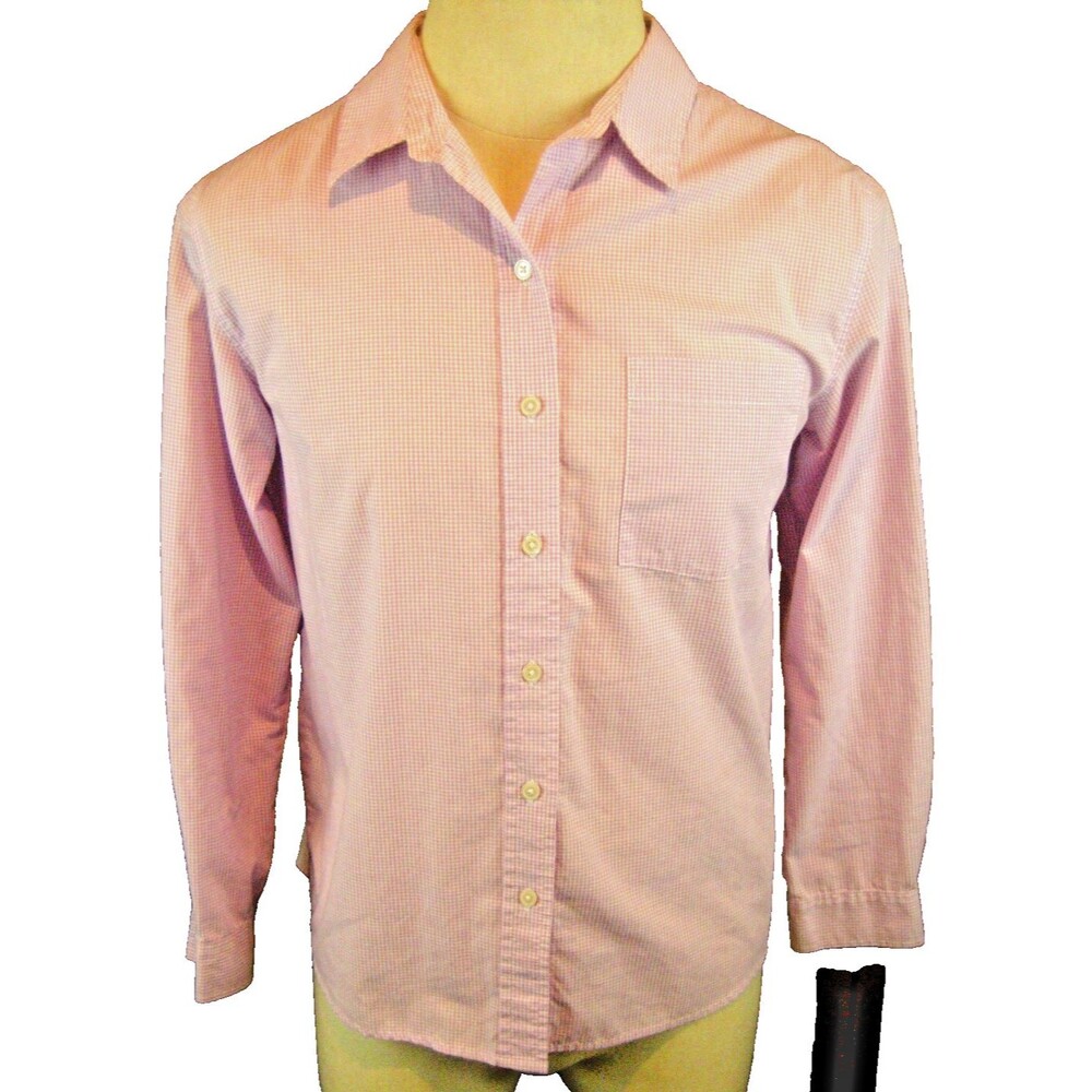 Womens Cherokee Pale Purple Check LS Cotton Blend Casual Shirt sz Med